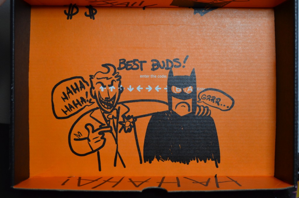 The bottom of the inside of the box.